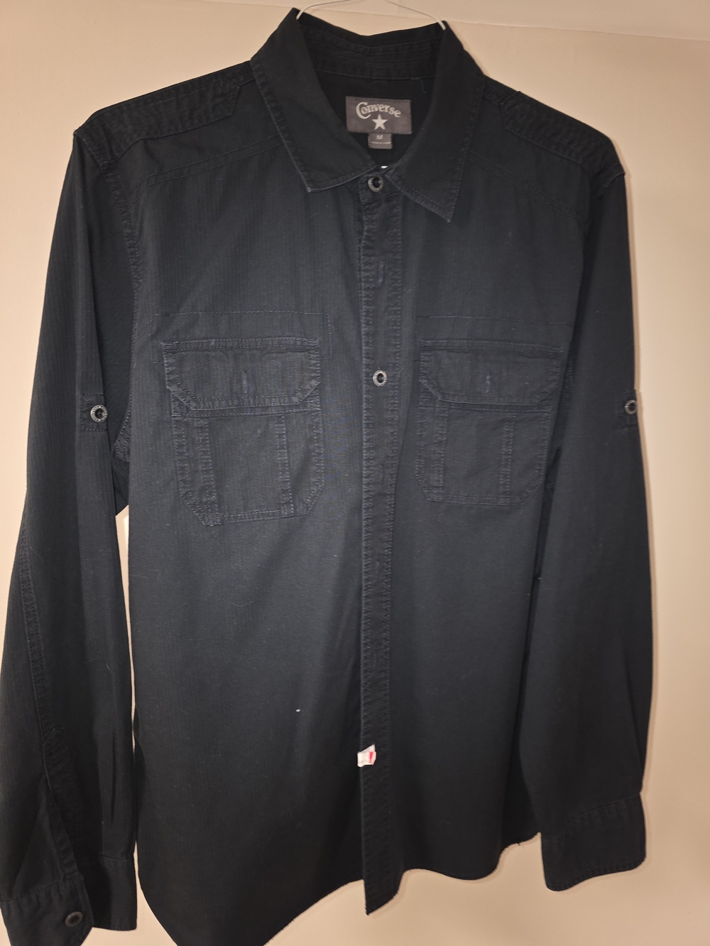 Converse Men's Black Button-Up Shirt Jacket